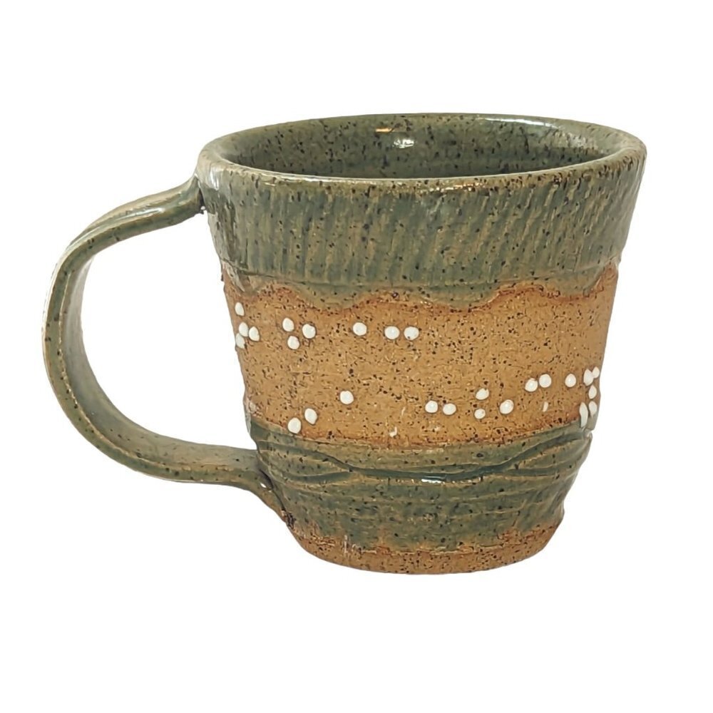 Studio‎ Pottery Ceramic Cup Mug Earthenware Raised Dots Boho Coffee Tea
